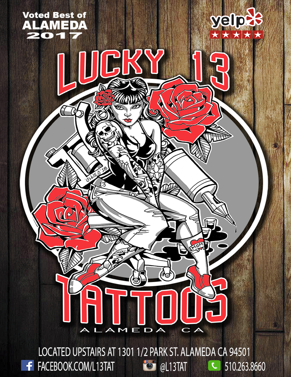 Lucky 13 tattoo designs Art Print for Sale by Jamiee6610  Redbubble